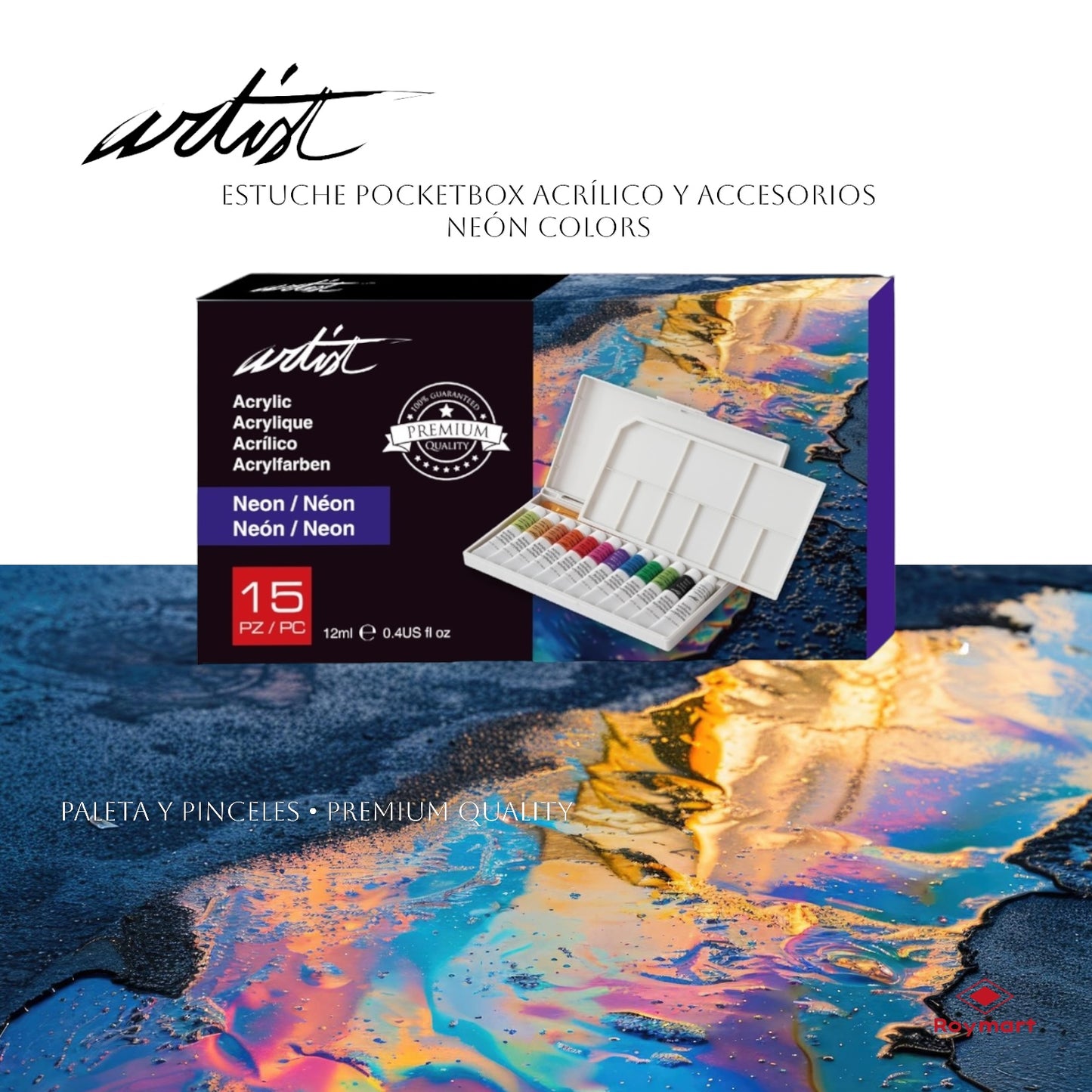 ESTUCHE POCKETBOX PINTURA ACRÍLICA (NEÓN)