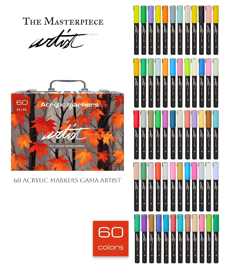 MALETÍN ROTULADORES ACRÍLICOS GAMA ARTIST 60 COLORES