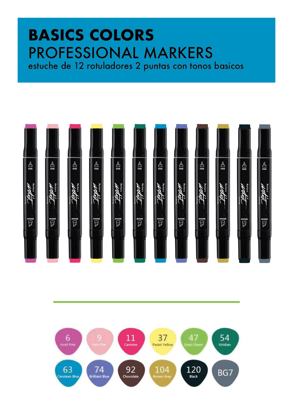 ESTUCHE PROFESSIONAL MARKERS 12 COLORES
