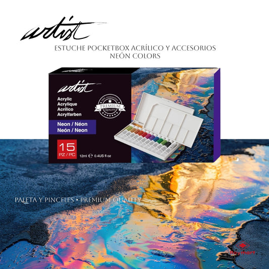 ESTUCHE POCKETBOX PINTURA ACRÍLICA (NEÓN)