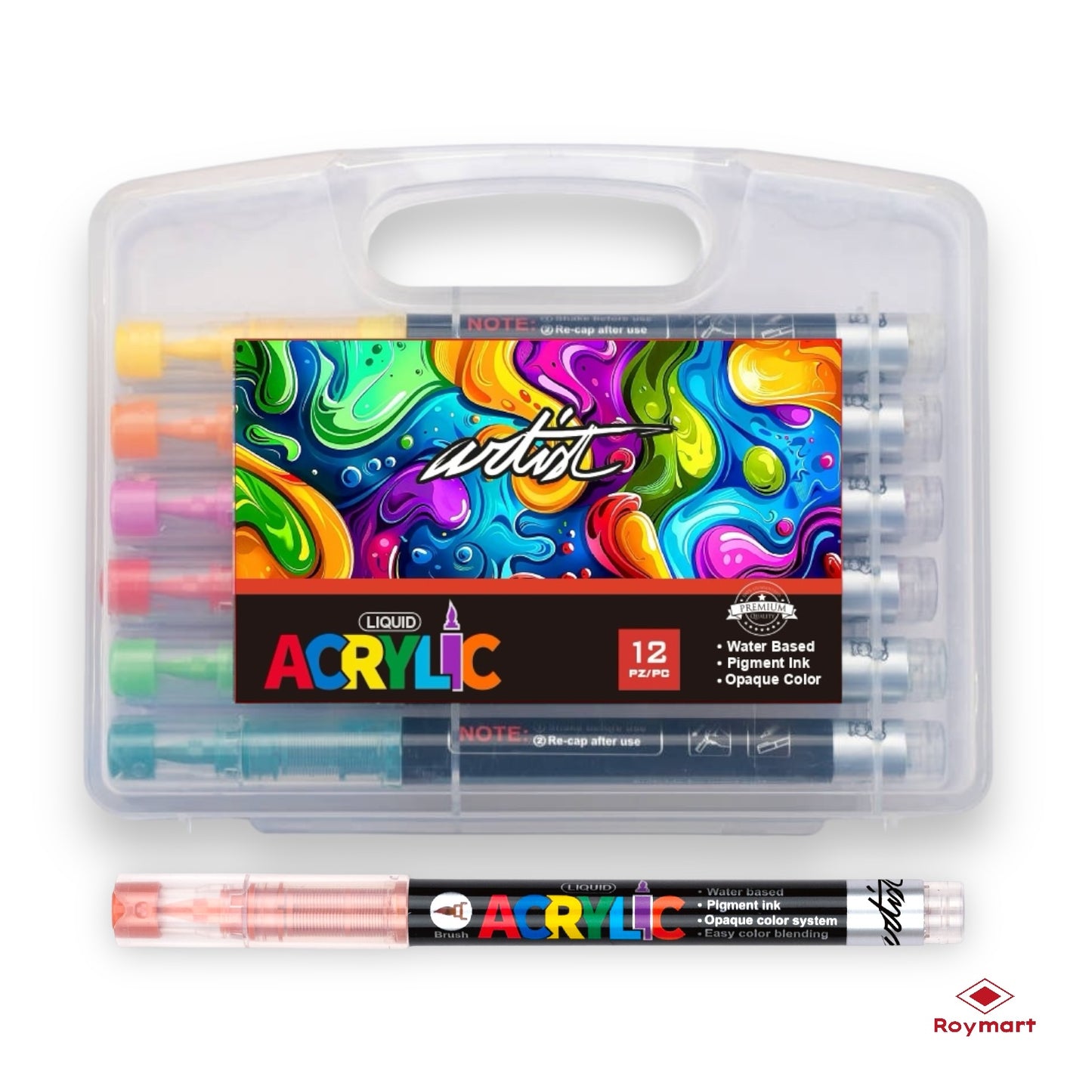 ESTUCHE ACRÍLICOS REAL BRUSH 12 COLORES