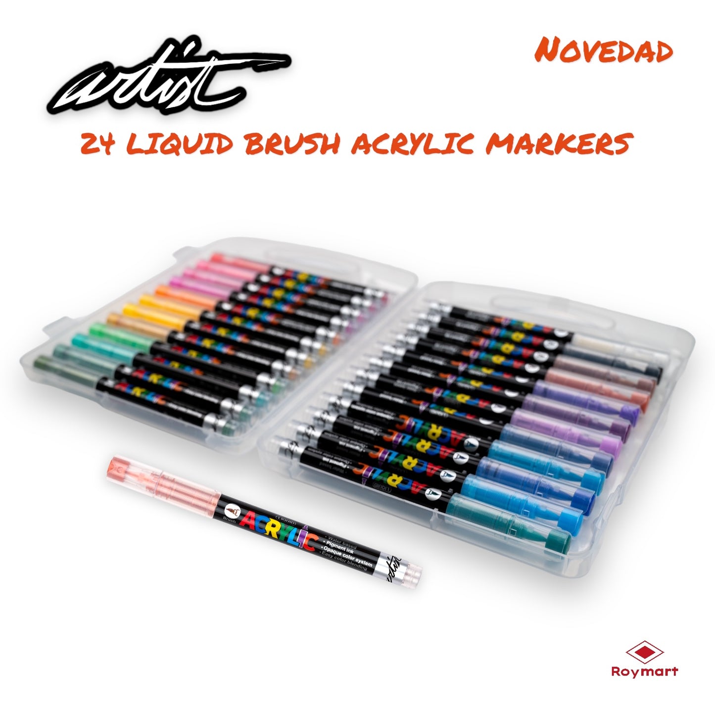 ESTUCHE ACRÍLICOS REAL BRUSH 24 COLORES