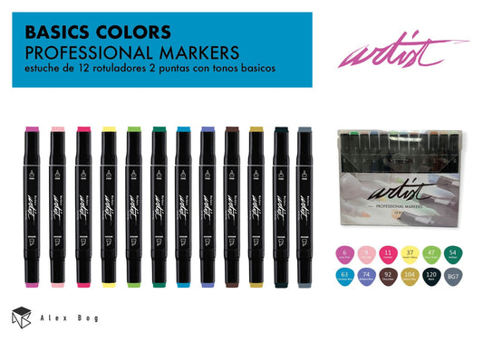 ESTUCHE PROFESSIONAL MARKERS 12 COLORES