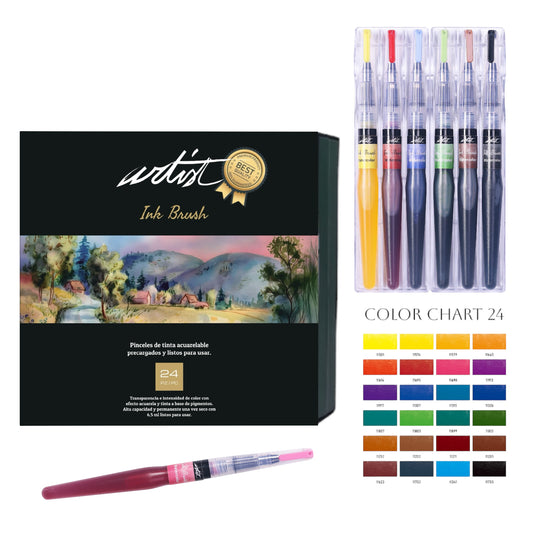 ESTUCHE 24 ROTULADORES PINCEL ARTIST INK BRUSH ACUARELABLES