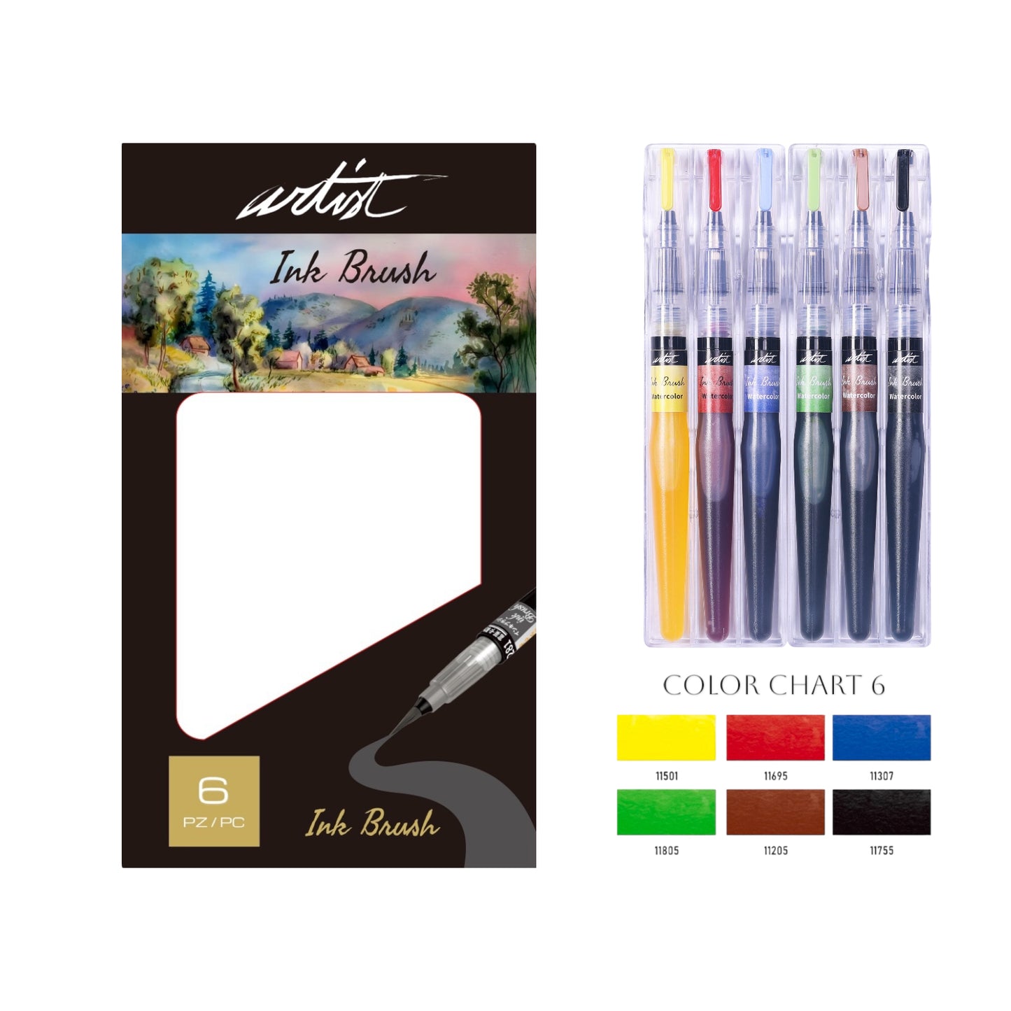 ESTUCHE 6 ROTULADORES PINCEL ARTIST INK BRUSH ACUARELABLES