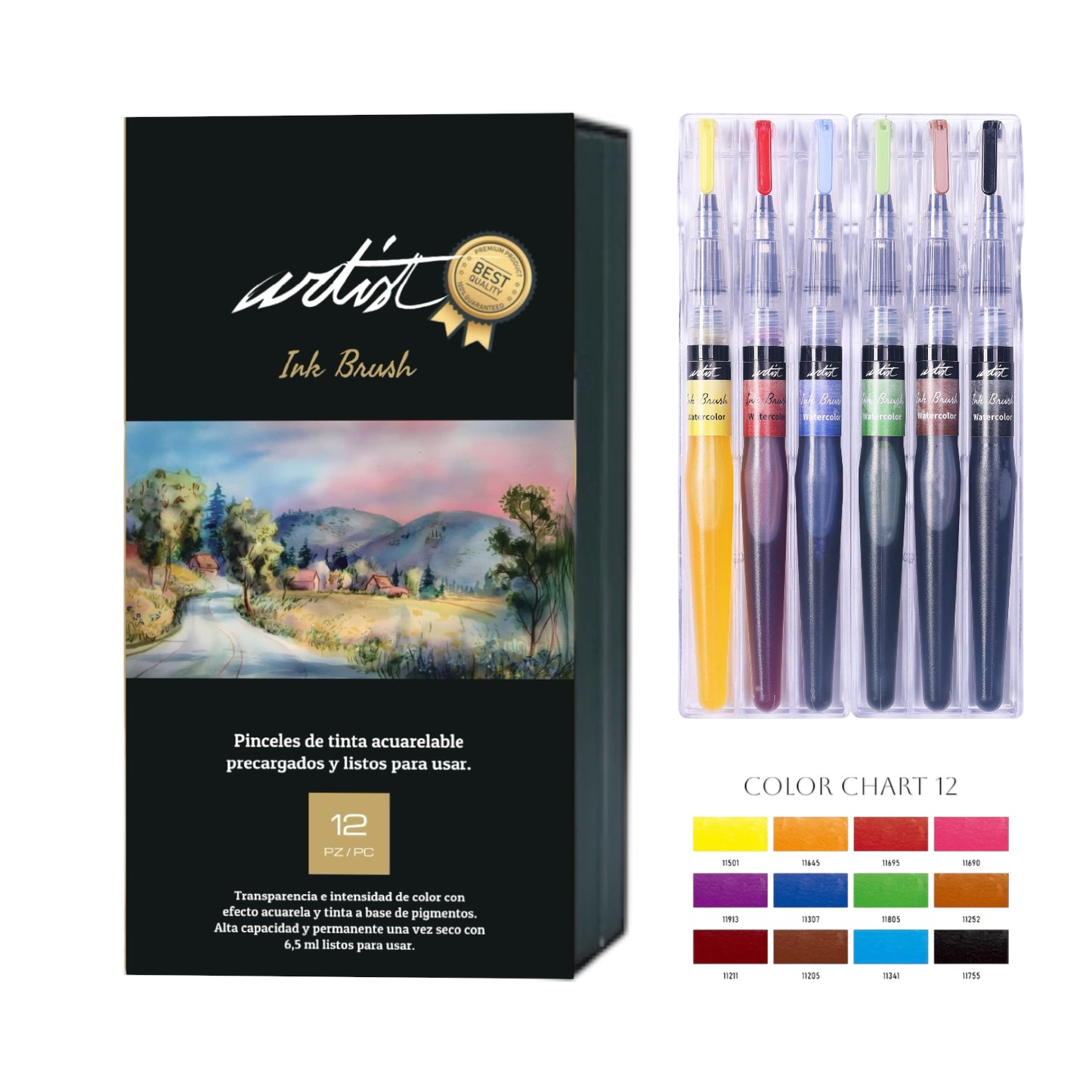 ESTUCHE 12 ROTULADORES PINCEL ARTIST INK BRUSH ACUARELABLES